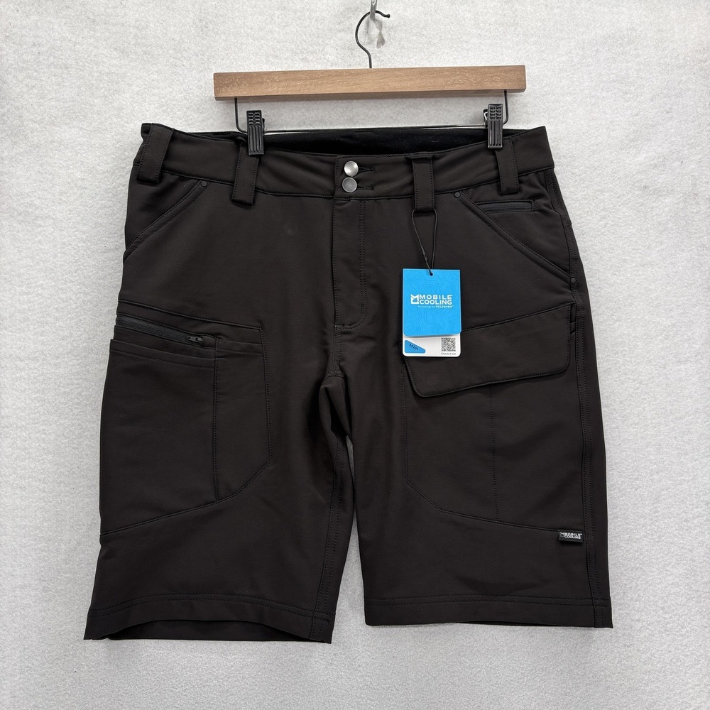 Fieldsheer Mobile Cooling Shorts Mens 32 Black 11" Stretch Hiking Biker UPF 50